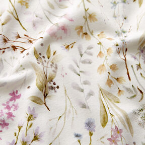 Jersey di viscosa con delicati fiori e foglie – avorio, 
