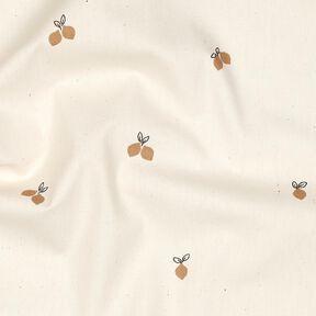 GOTS popeline di cotone Piccoli limoni | Poppy Fabrics – naturale/marrone capriolo, 