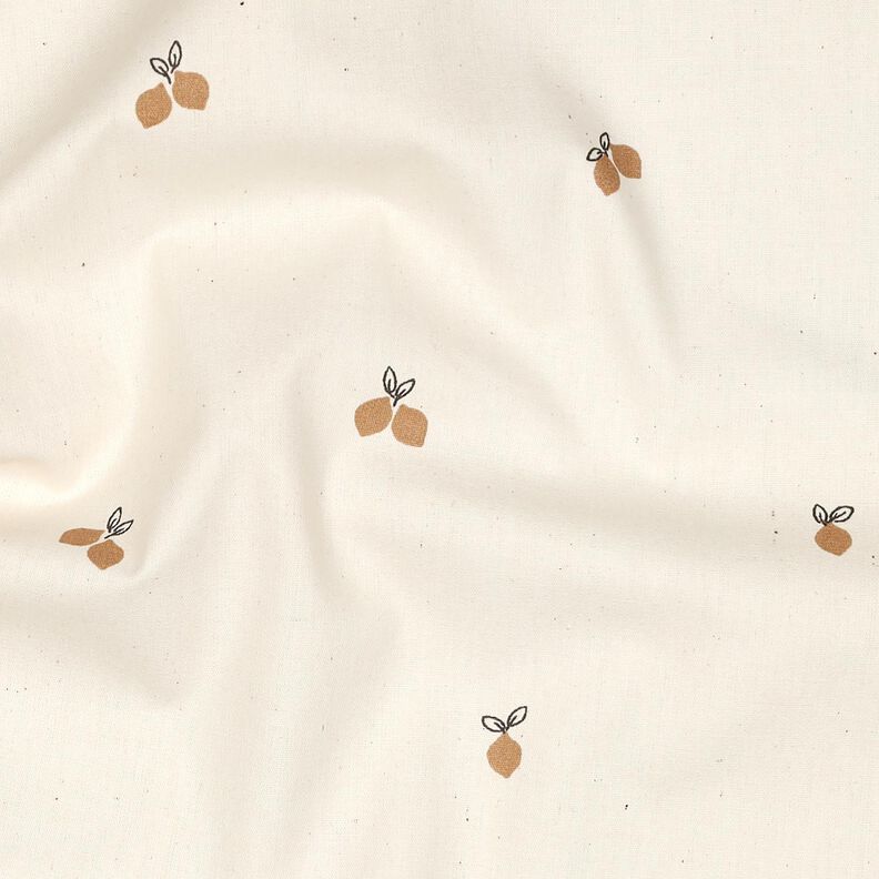GOTS popeline di cotone Piccoli limoni | Poppy Fabrics – naturale/marrone capriolo,  image number 2