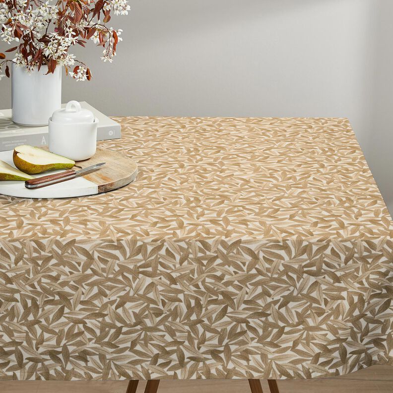 tessuto arredo mezzo panama Mare di foglie – bianco lana/marrone chiaro,  image number 7
