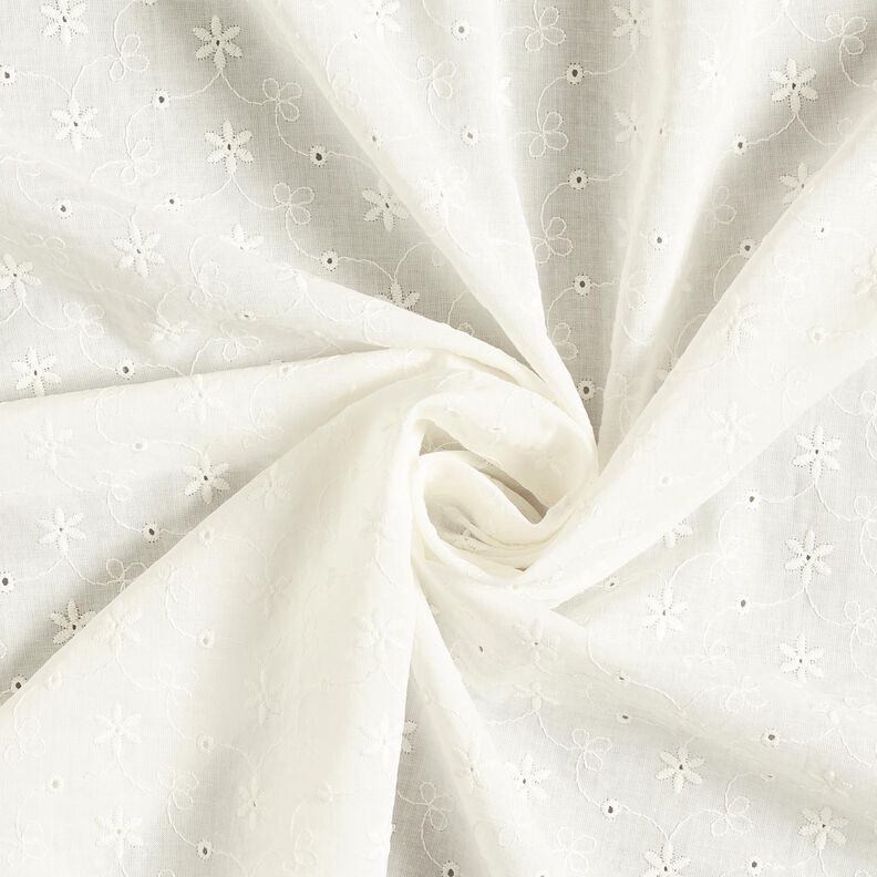 Batista di cotone ricami a giorno Tralci di fiori – bianco lana,  image number 5