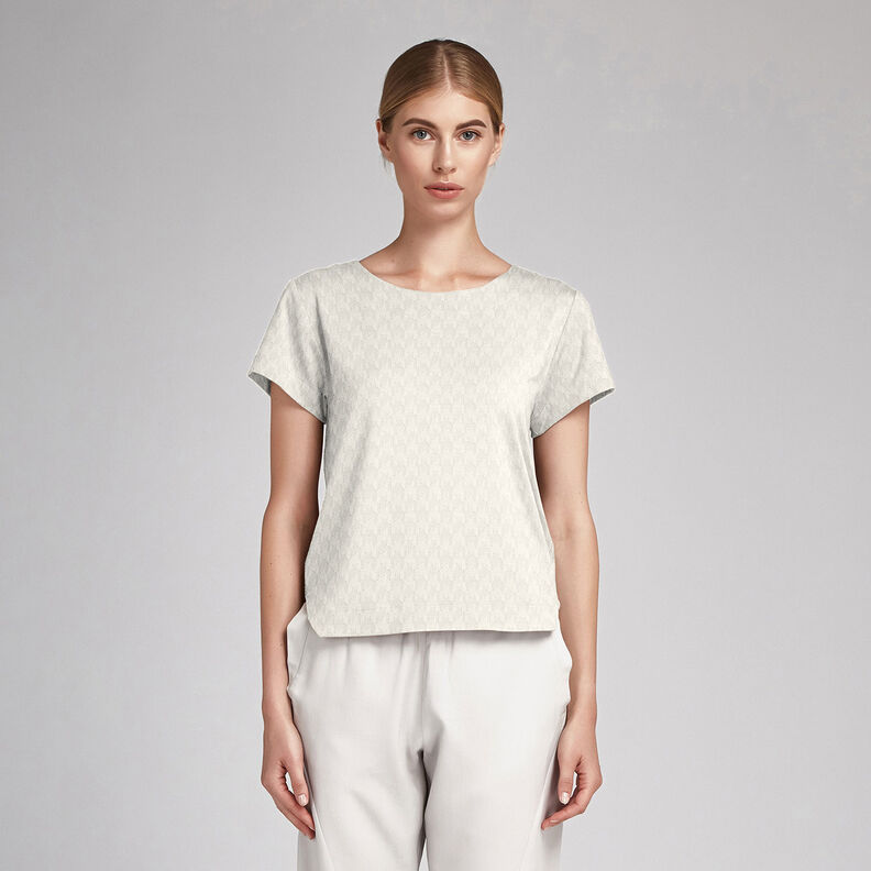 Jacquard Dobby pied de poule – bianco lana,  image number 7