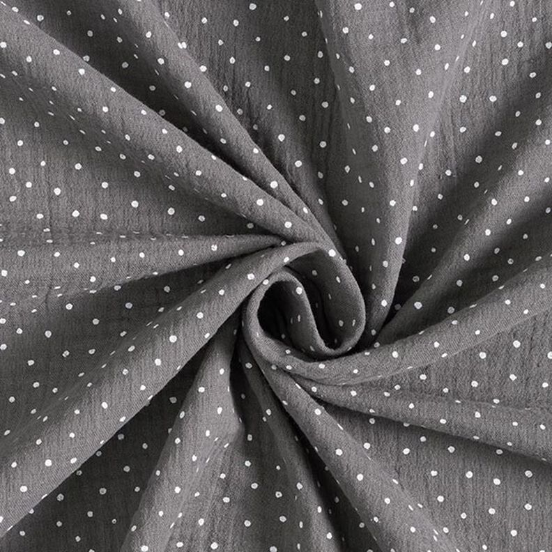 mussolina / tessuto doppio increspato piccoli pois – grigio ardesia/bianco,  image number 3