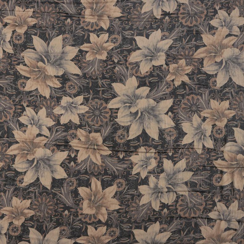 Fiori stilizzati in chiffon – nero,  image number 1
