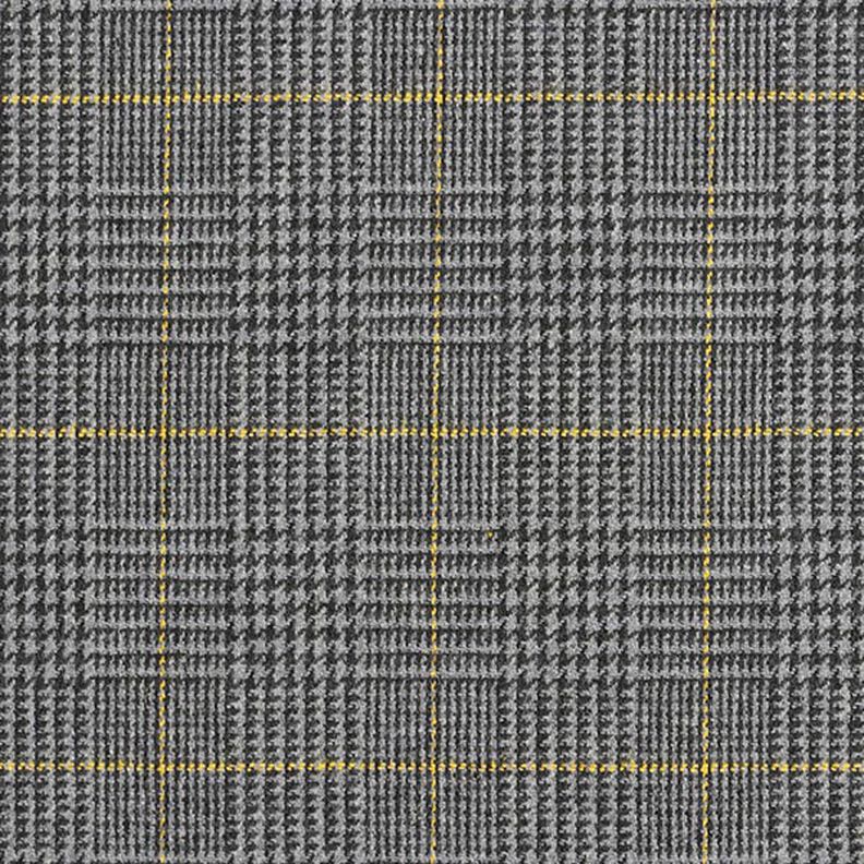 Tessuto in lana Principe di Galles – grigio scuro/giallo,  image number 1