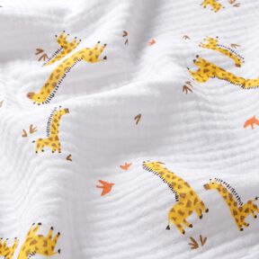mussolina / tessuto doppio increspato giraffe – bianco/giallo sole, 