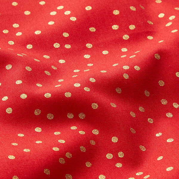 tessuto in cotone popeline Punti fini – rosso/oro, image number 2