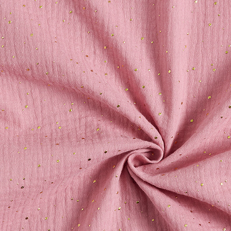 mussola di cotone, macchie dorate sparse – rosa/oro,  image number 3