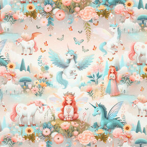 jersey di cotone Unicorni stampa digitale | by Poppy – bianco lana/eucalipto, 
