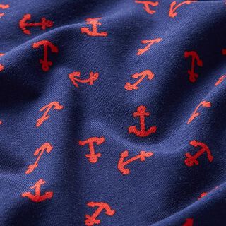 jersey di cotone piccole ancore – blu marino/rosso fuoco, 