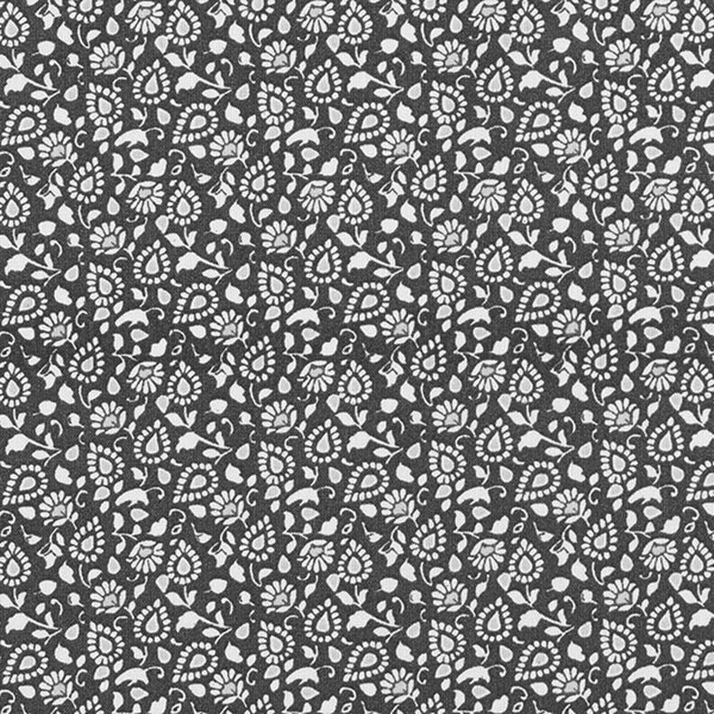 Cretonne di cotone piccoli motivi paisley – grigio scuro,  image number 1