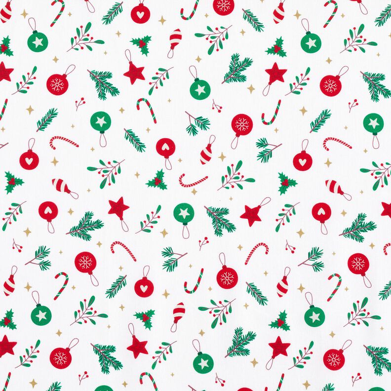 tessuto in cotone cretonne Decorazioni natalizie – bianco/verde, image number 1