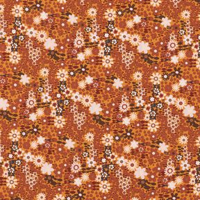 Fiori geometrici in popeline di cotone – giallo curry/marrone scuro, 