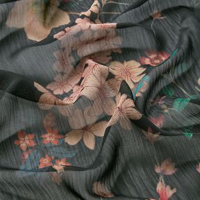 Prato fiorito in chiffon – nero | Resto 90cm, 