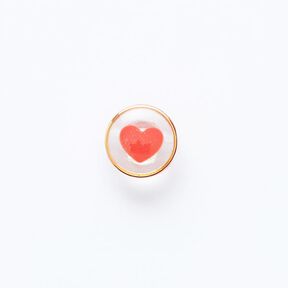 bottone con gambo, cuore e bordo dorato [ Ø 11 mm ] – rosso/oro, 