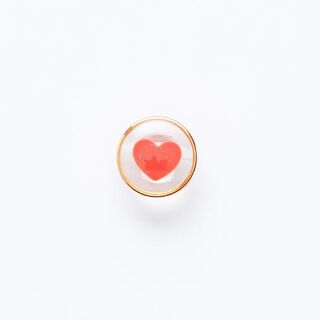 bottone con gambo, cuore e bordo dorato [ Ø 11 mm ] – rosso/oro, 