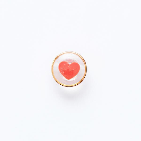 bottone con gambo, cuore e bordo dorato [ Ø 11 mm ] – rosso/oro,  image number 1