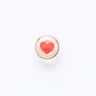 bottone con gambo, cuore e bordo dorato [ Ø 11 mm ] – rosso/oro,  thumbnail number 1