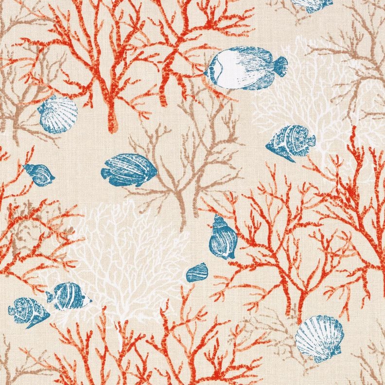 tessuto arredo panama Barriera corallina – beige chiaro/terracotta, image number 1