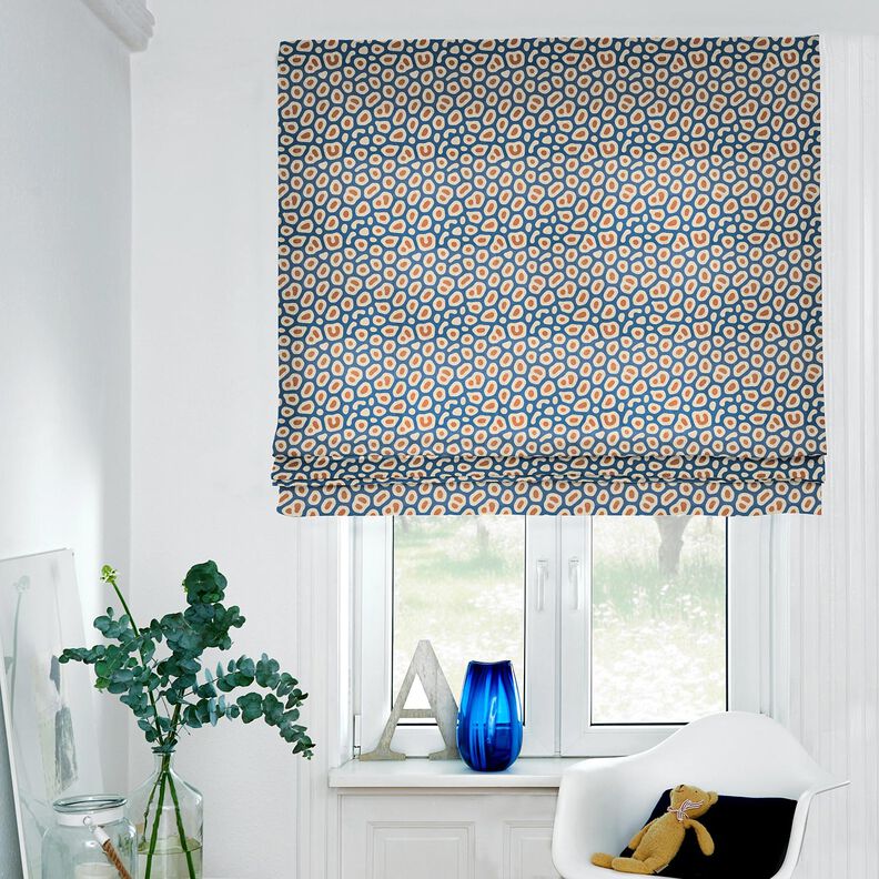 tessuto arredo mezzo panama Motivo leopardato astratto – blu/anacardo,  image number 6