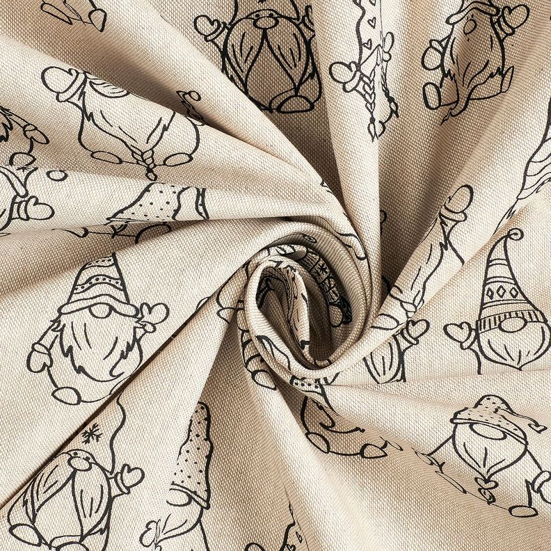 tessuto arredo mezzo panama Gnomi festivi – naturale/nero,  image number 3