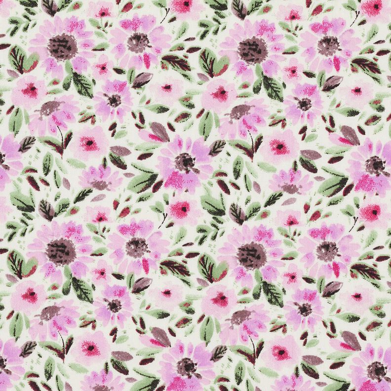 Mare di fiori in popeline di cotone – violetto pastello/bianco,  image number 1