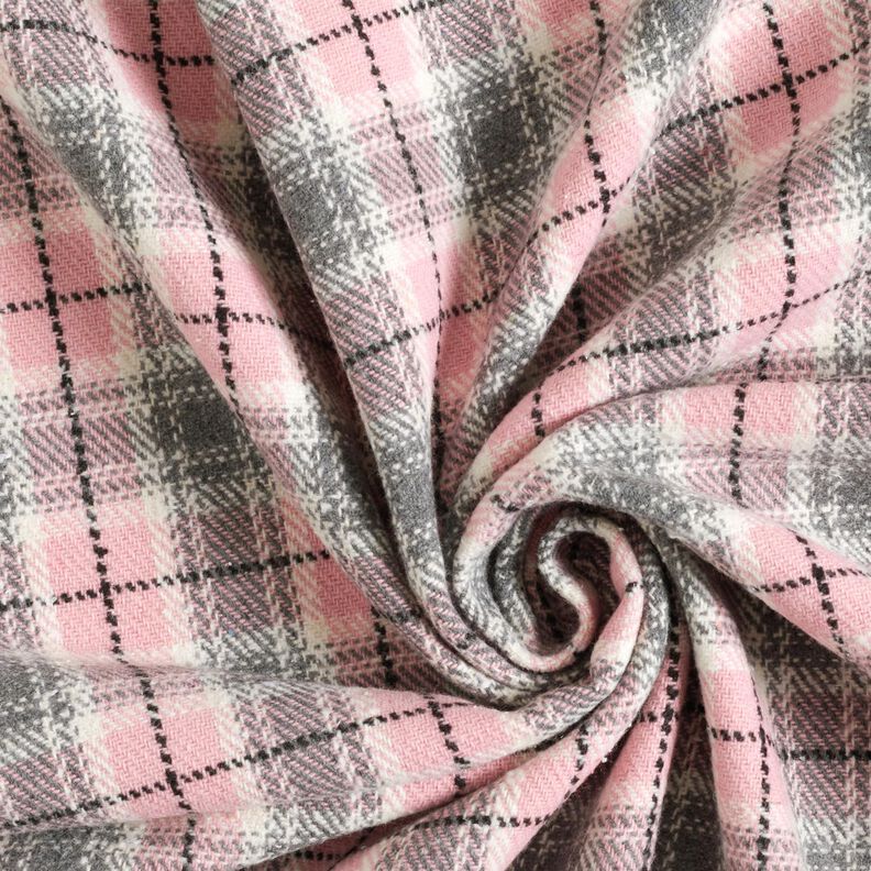 Tessuto per cappottia quadri – rosa/grigio chiaro,  image number 3