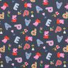 jersey di cotone Tessuto oggetto di licenza Peppa Pig, lettere dell’alfabeto e fiori | ABC Ltd. –,  thumbnail number 1