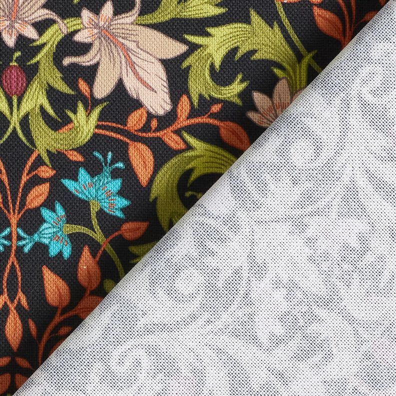 tessuto arredo mezzo panama Ornamenti di foglie &ndash; nero/pino,  image number 4