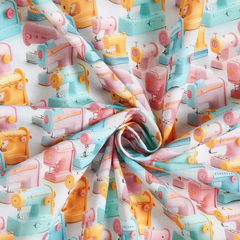 tessuto in cotone popeline Macchine da cucire colorate &ndash; rosa chiaro/turchese chiaro,  image number 3