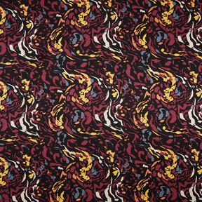 jersey di viscosa Macchie di colore astratte – nero/rosso Bordeaux, 