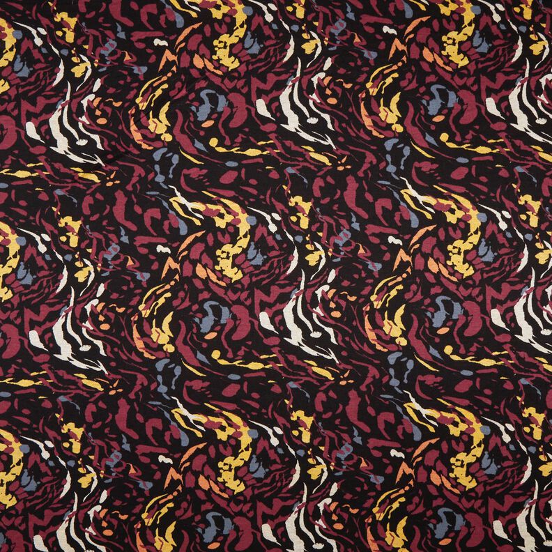 jersey di viscosa Macchie di colore astratte – nero/rosso Bordeaux,  image number 1