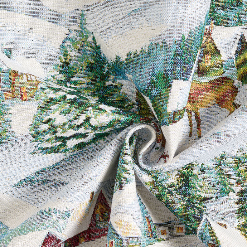 tessuto arredo gobelin Paesaggio invernale – avorio/turchese chiaro, image number 3