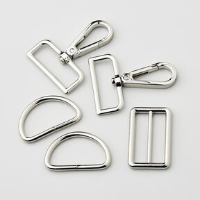 accessori per borse set [ 5-pezzi | 38 mm] &ndash; argento effetto metallizzato, 