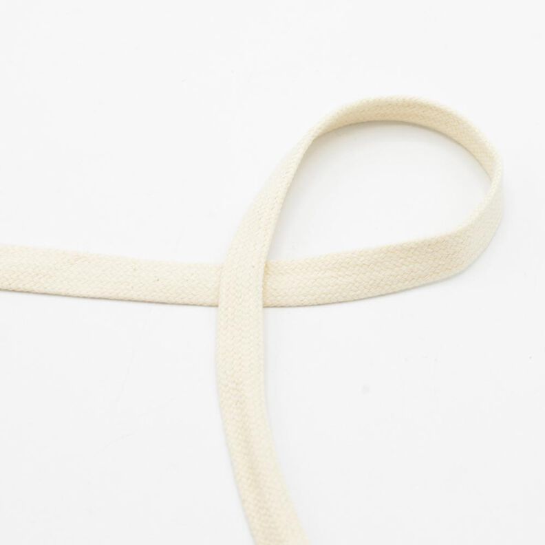 Cordoncino piatto Felpa cotone [15 mm] – bianco lana,  image number 1