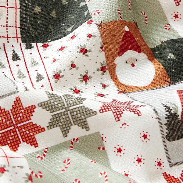 tessuto in cotone cretonne collage festoso – bianco lana/verde, image number 2