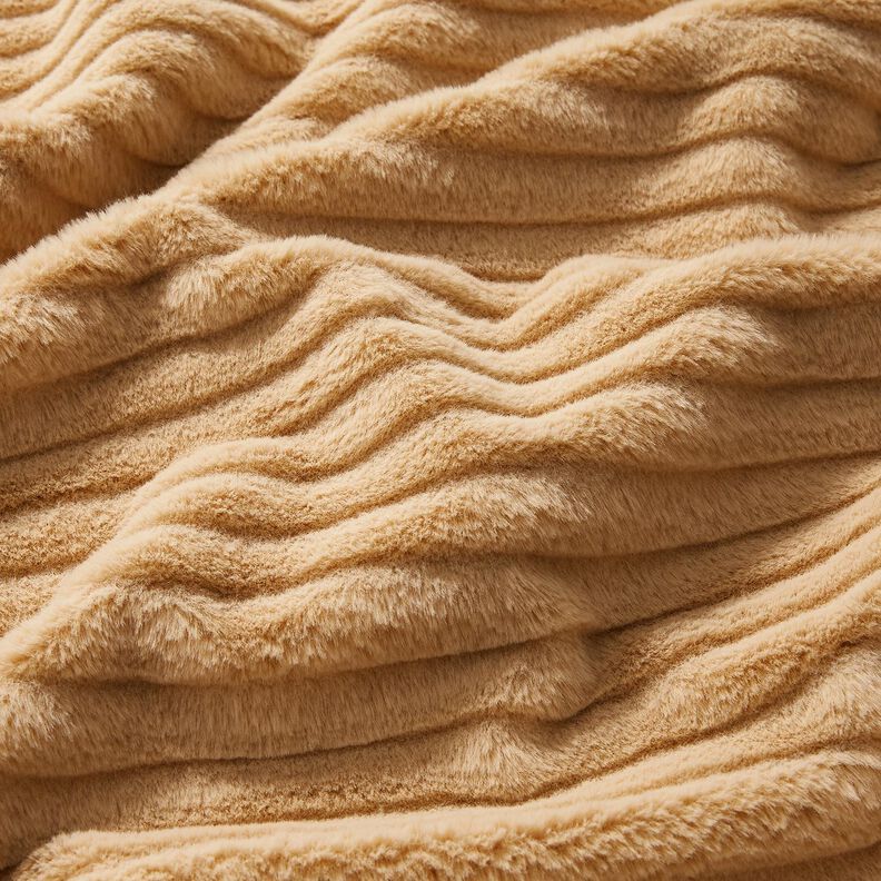 Pelliccia sintetica a righe orizzontali larghe – beige, image number 2