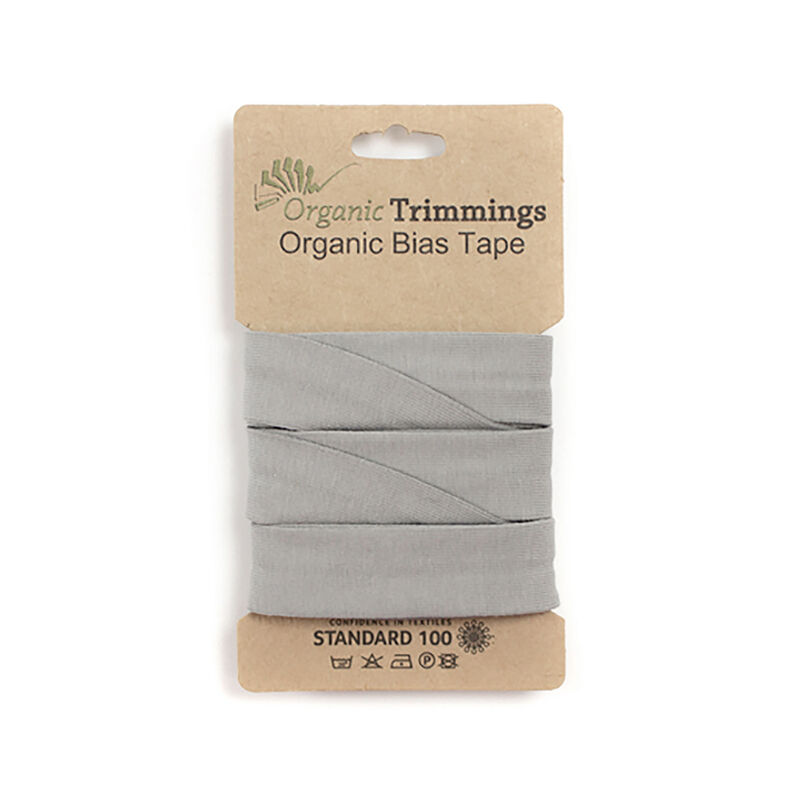 Nastro in sbieco jersey di cotone bio [3 m | 20 mm] – grigio chiaro,  image number 1