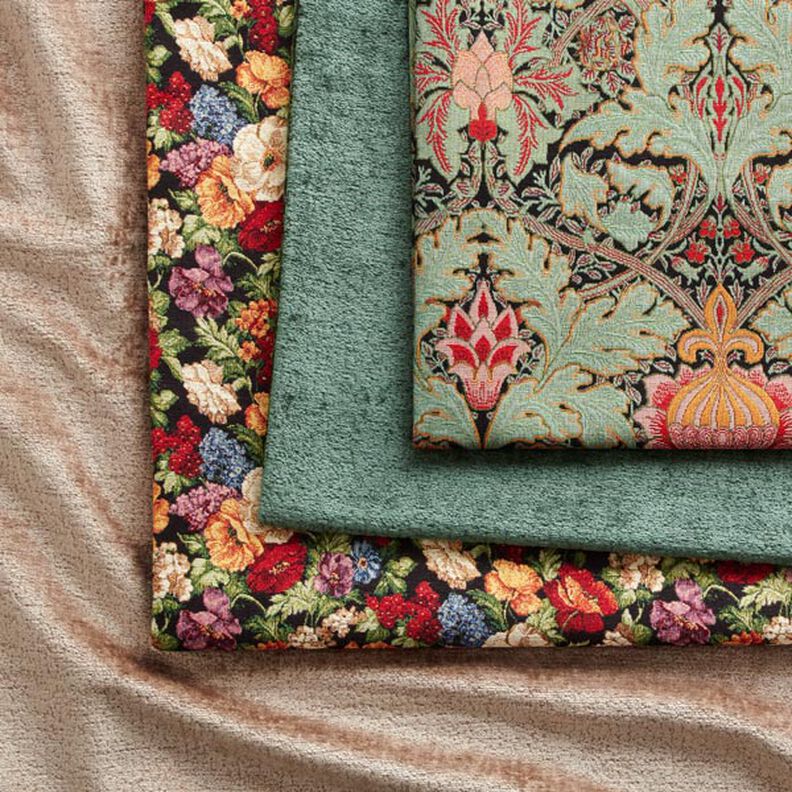 tessuto arredo gobelin grande ornamento floreale – verde scuro/verde chiaro,  image number 3