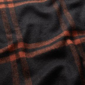 Tessuto per cappotto misto lana a quadri scozzesi – terracotta/nero, 