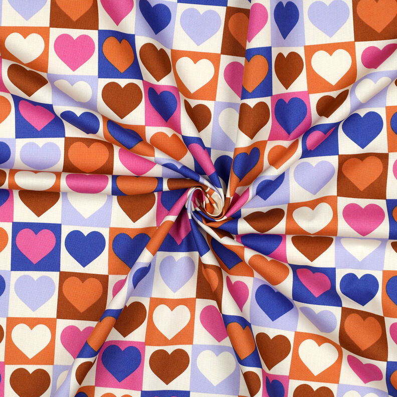 popeline di cotone Cuori di diamante | Poppy Fabrics – avorio/blu reale, image number 3