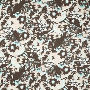 Voile di cotone fiorato – marrone nerastro/naturale, 