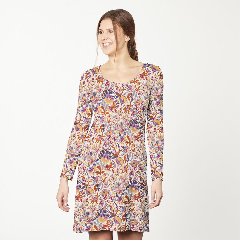 jersey di viscosa fiori e motivi ornamentali | Katia Fabrics – crema/lavanda, image number 6