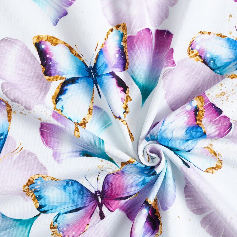 jersey di cotone Farfalle di Ginkgo | Glitzerpüppi  – bianco,  image number 3