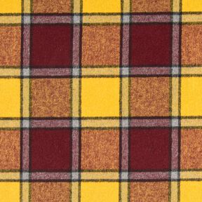 tessuto per cappotti Quadro ruvido – rosso Bordeaux/giallo curry, 
