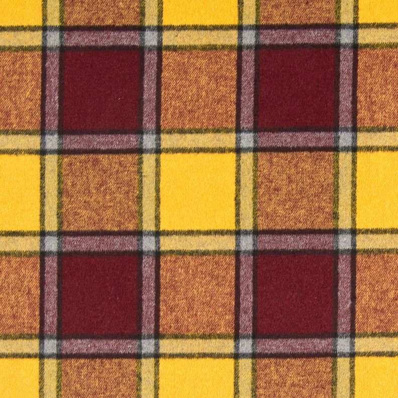 tessuto per cappotti Quadro ruvido – rosso Bordeaux/giallo curry,  image number 1