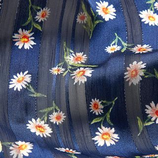 chiffon, strisce in satin e fiori – blu marino, 