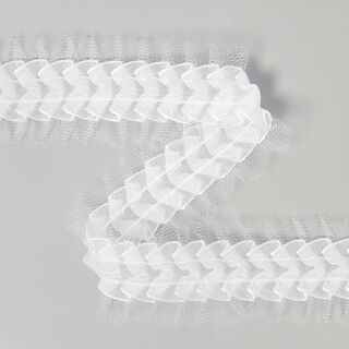Pizzo ruches in tulle - bianco, 