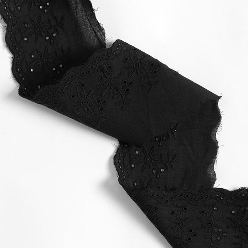 bordino in pizzo con smerlo fiore del giardino [90mm] - nero,  image number 2