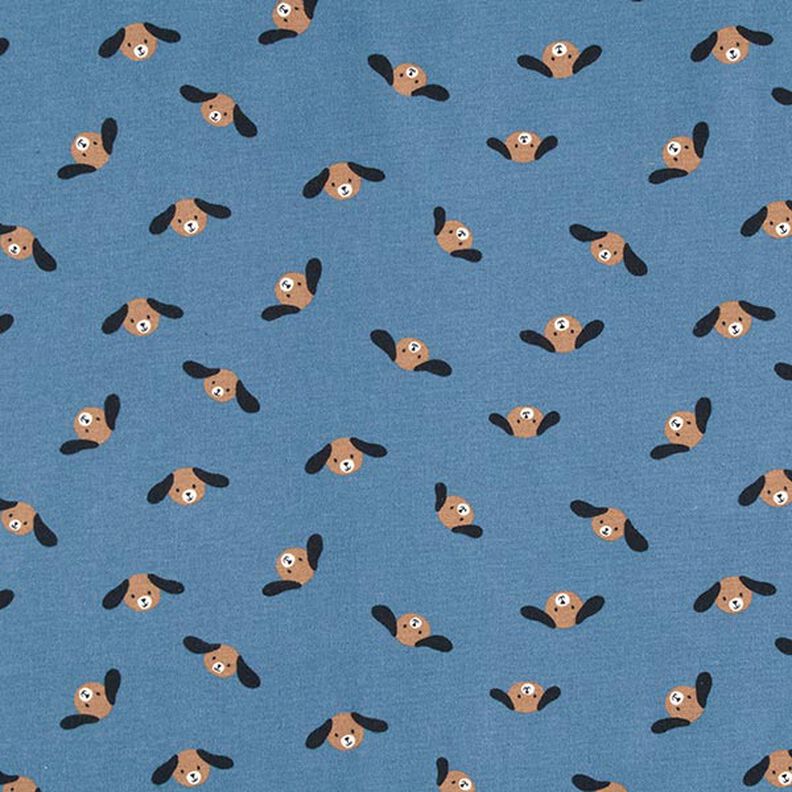 flanella di cotone teste di cane – colore blu jeans,  image number 1